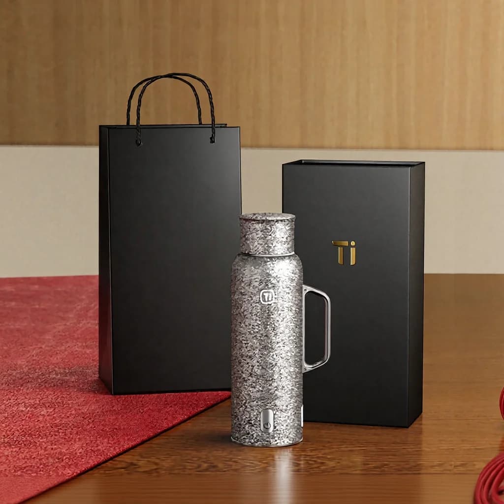 كوب معزول من التيتانيوم الخالص مع عرض درجة الحرارة، 601-700ml