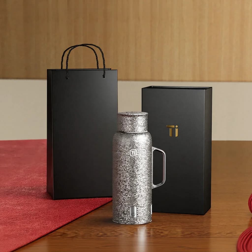 كوب معزول من التيتانيوم الخالص مع عرض درجة الحرارة، 601-700ml