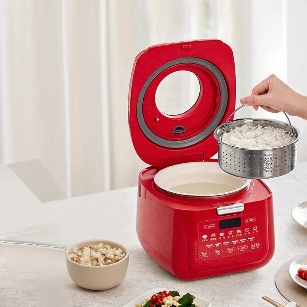 طباخ أرز ذكي 3 لتر بوعاء داخلي مزجج بالسيراميك ومؤقت