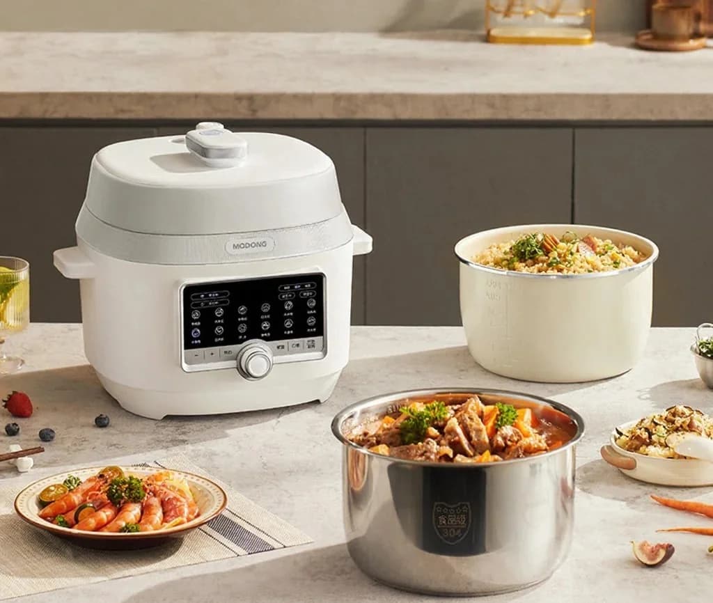 طباخ ضغط كهربائي 5L مع وعائين داخليين، 900W