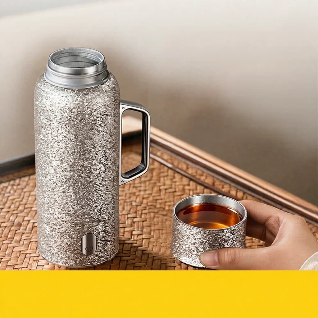 كوب معزول مسخن من التيتانيوم بمقبض 680ml، صندوق هدايا