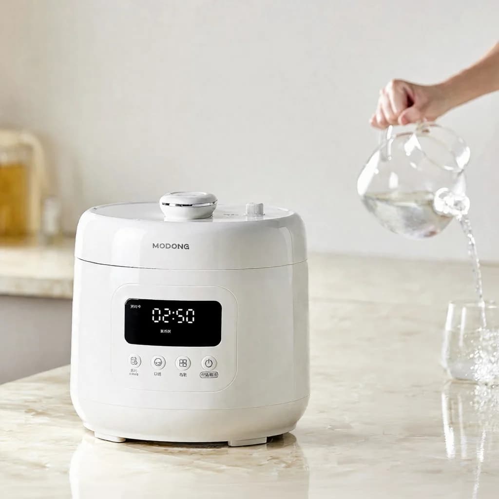 طباخ ضغط كهربائي 4L مع بطانة سيراميكية، 800W، مؤقت 17-24H
