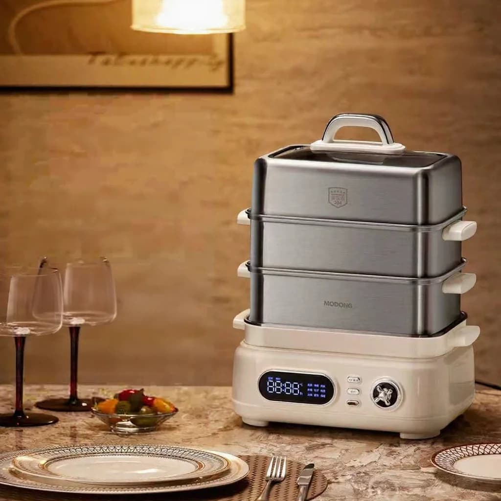 طباخ تبخير كهربائي من الفولاذ المقاوم للصدأ 3 طبقات 18L 220V 1500W
