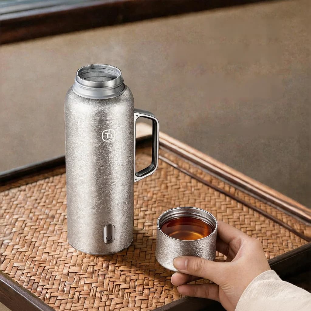 كوب معزول مسخن من التيتانيوم بمقبض 680ml، صندوق هدايا