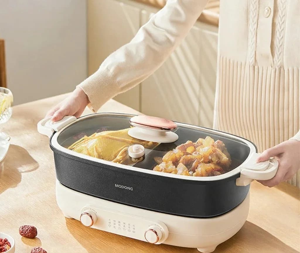 قدر كهربائي مقسّم 7L بتحكم مستقل في منطقتين