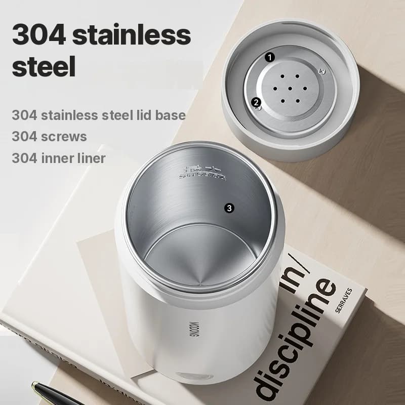 كوب تسخين كهربائي محمول من الفولاذ المقاوم للصدأ 304 300ml 220V