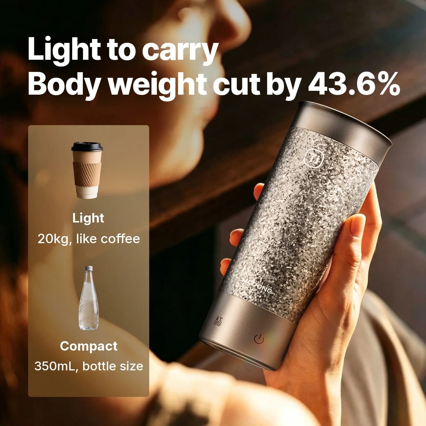 كوب سفر كهربائي من التيتانيوم 350ml مع التحكم في درجة الحرارة