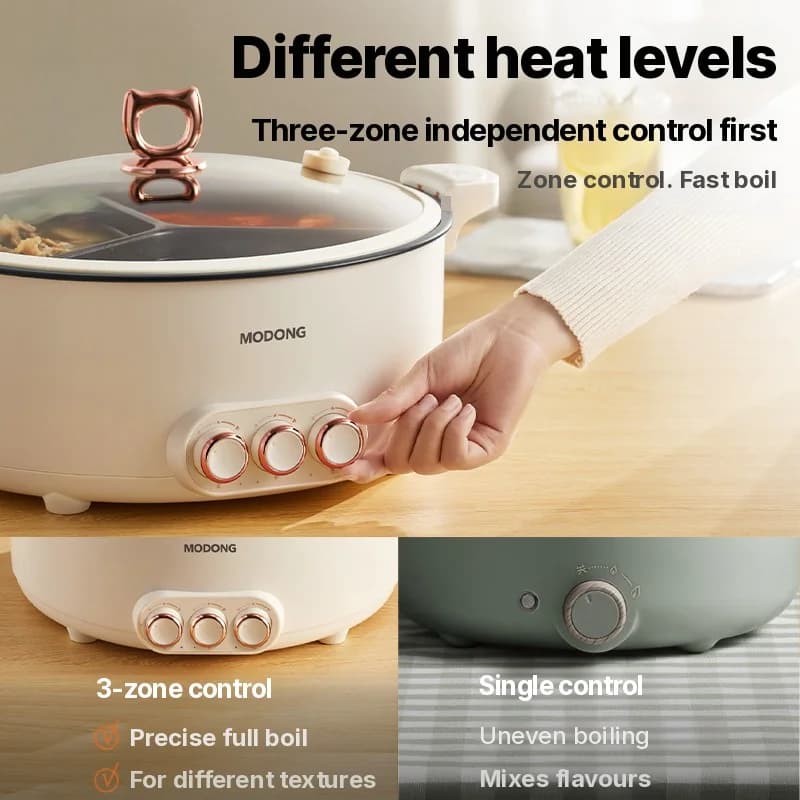 قدر كهربائي مقسّم 6L-8L، 220V، 5-6 أشخاص