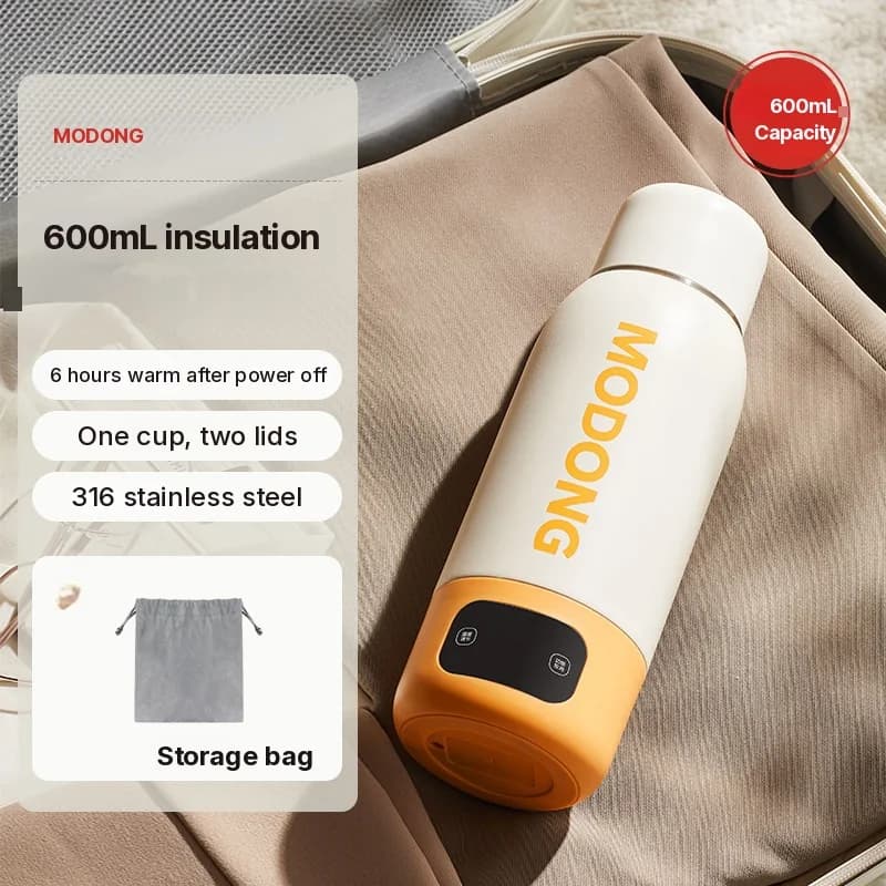 كوب ماء كهربائي محمول للتسخين 600ml بطانة 316 معزول بالتفريغ