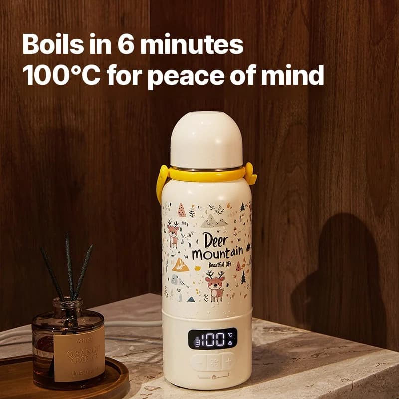 كوب تسخين مياه كهربائي محمول مع غليان حتى 100°C ومنظم حرارة