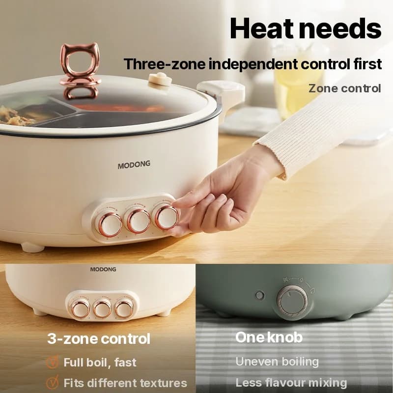 قدر طهي كهربائي مقسّم 6L-8L، 220V، 5-6 أشخاص