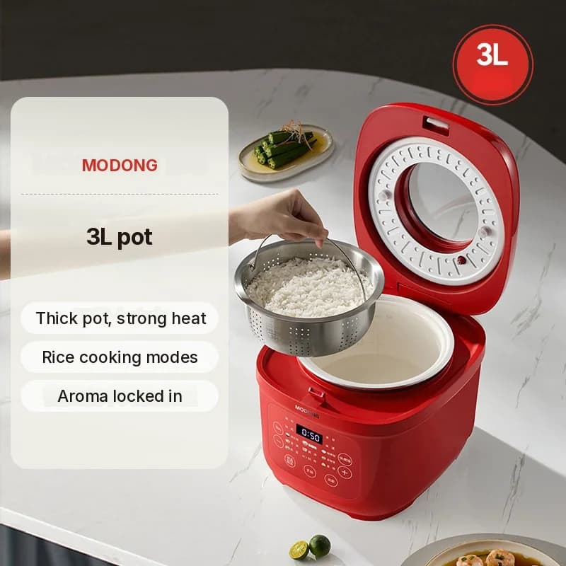 طباخ أرز كهربائي 3L مع وعاء داخلي من السيراميك، 600W
