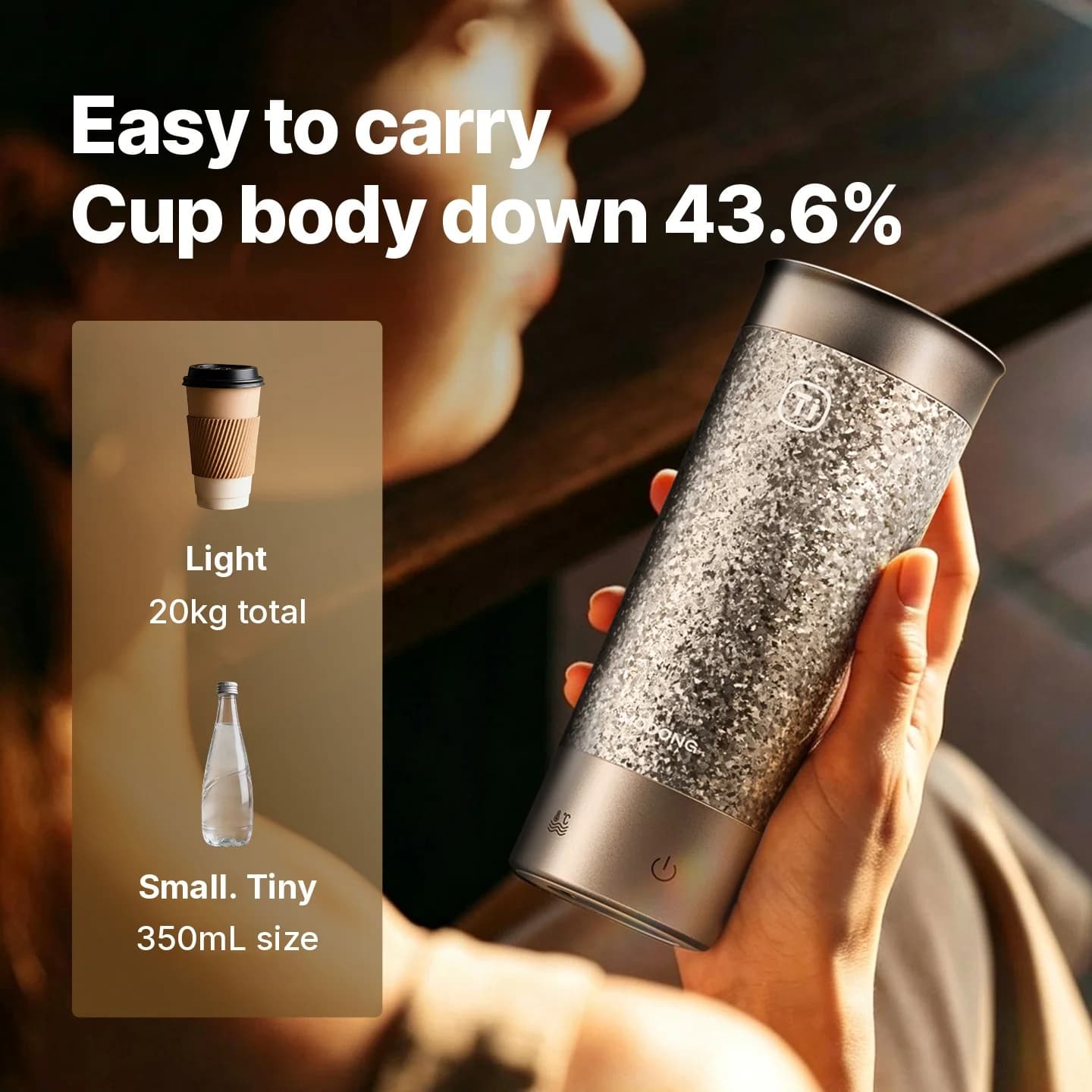 كوب تسخين كهربائي محمول من التيتانيوم 350ml صندوق هدية
