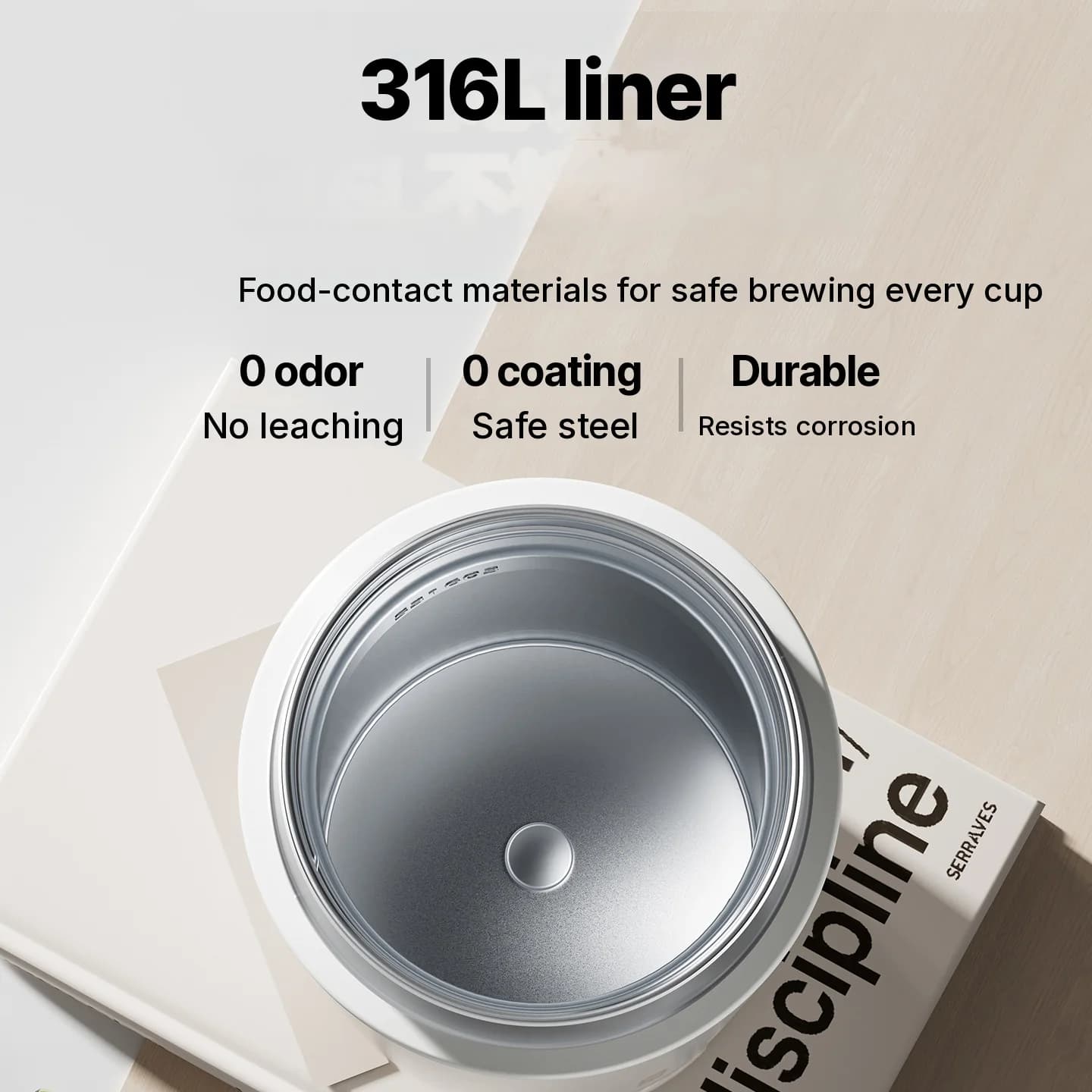 كوب تسخين ماء كهربائي محمول 350ml من الفولاذ المقاوم للصدأ 316L