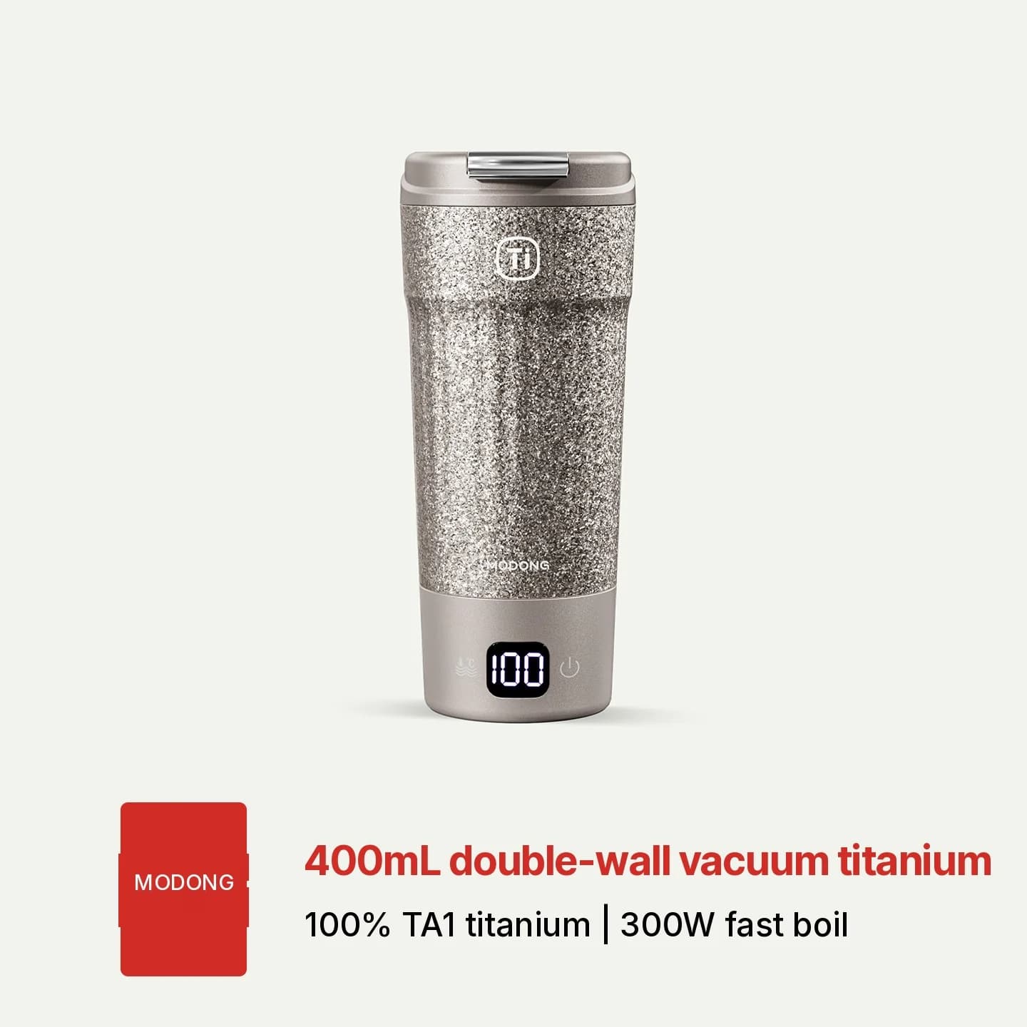 كوب تسخين كهربائي محمول من التيتانيوم 400ml مع عرض درجة الحرارة