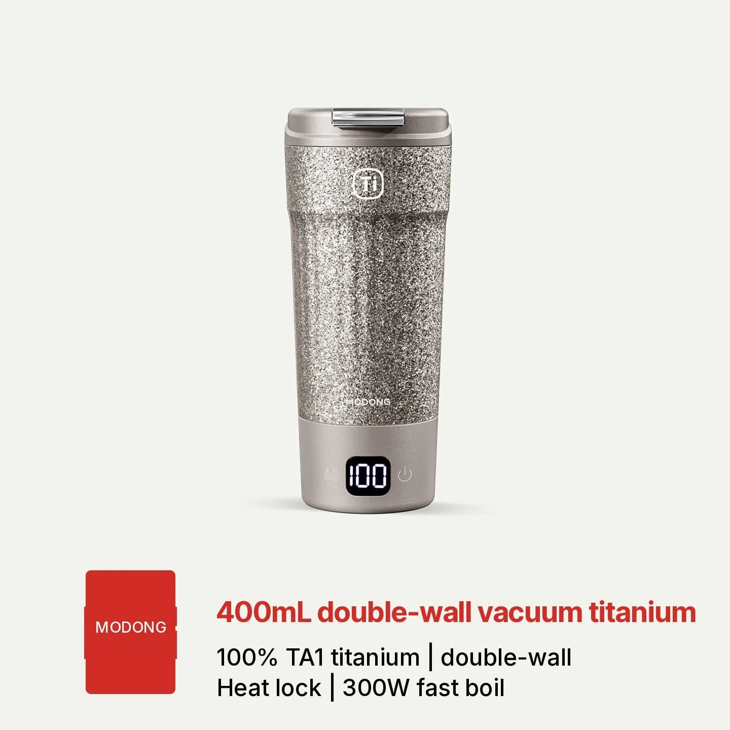 كوب سفر كهربائي من التيتانيوم 400ml مع عرض درجة الحرارة