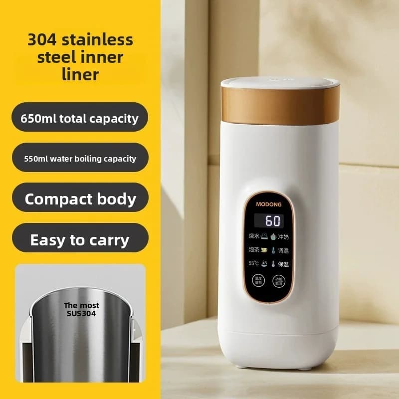 كوب تسخين كهربائي محمول 650ml مع بطانة 304 أو 316