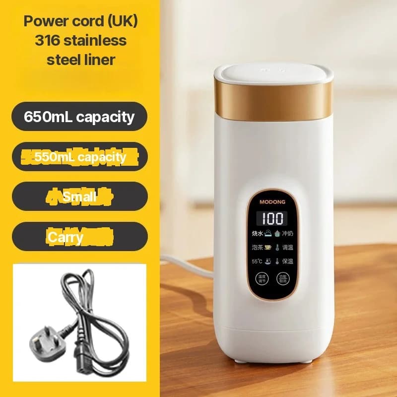 كوب تسخين كهربائي محمول 650ml مع بطانة 304 أو 316