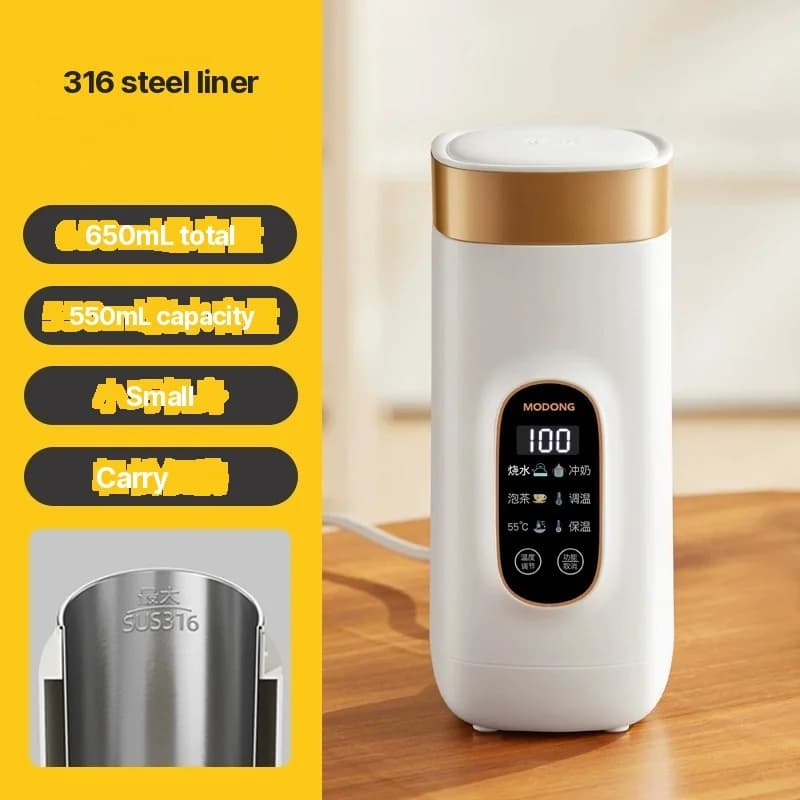 كوب تسخين كهربائي محمول 650ml مع بطانة 304 أو 316