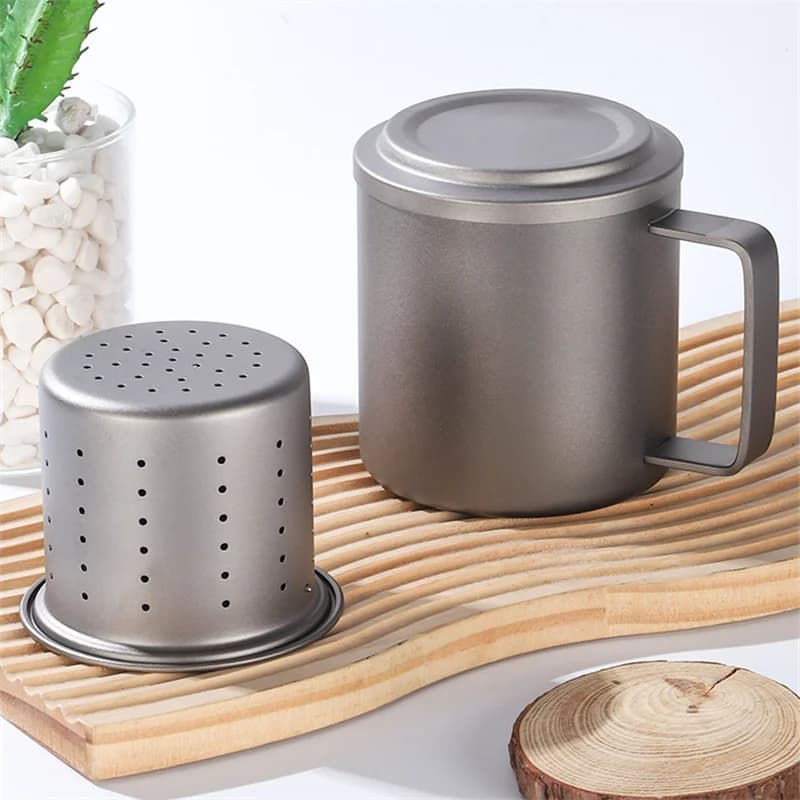 كوب منقوع شاي من التيتانيوم الخالص 450ml