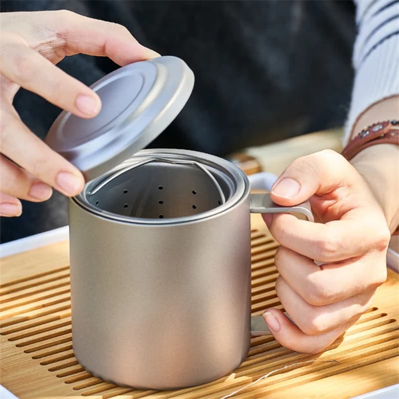 كوب منقوع شاي من التيتانيوم الخالص 450ml
