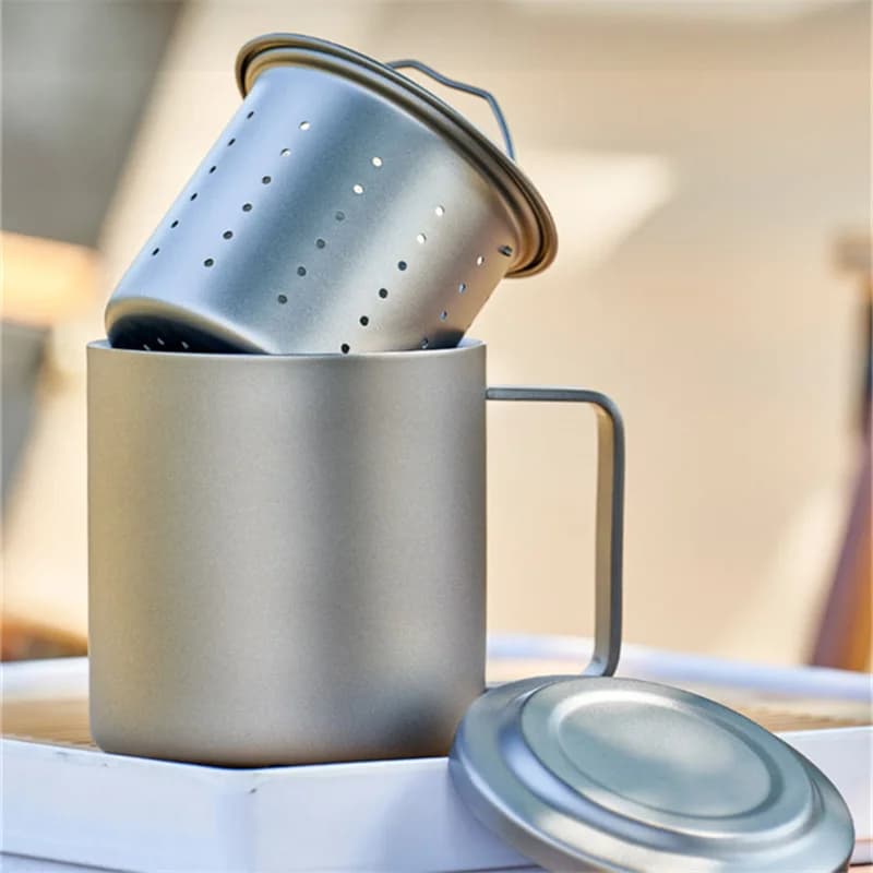 كوب منقوع شاي من التيتانيوم الخالص 450ml