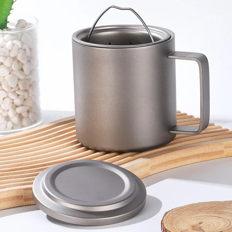 كوب منقوع شاي من التيتانيوم الخالص 450ml